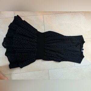 Smocked waist eyelet ruffel dress black